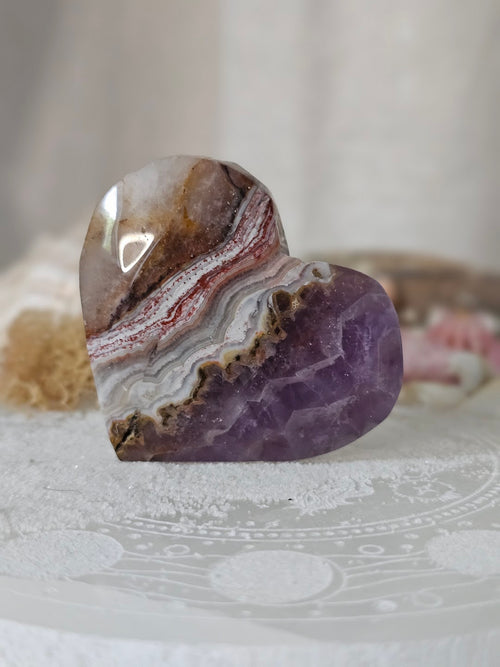 Amethyst Agate Heart — Choose Your Crystal