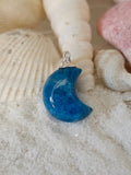 Blue Apatite Moon Pendant