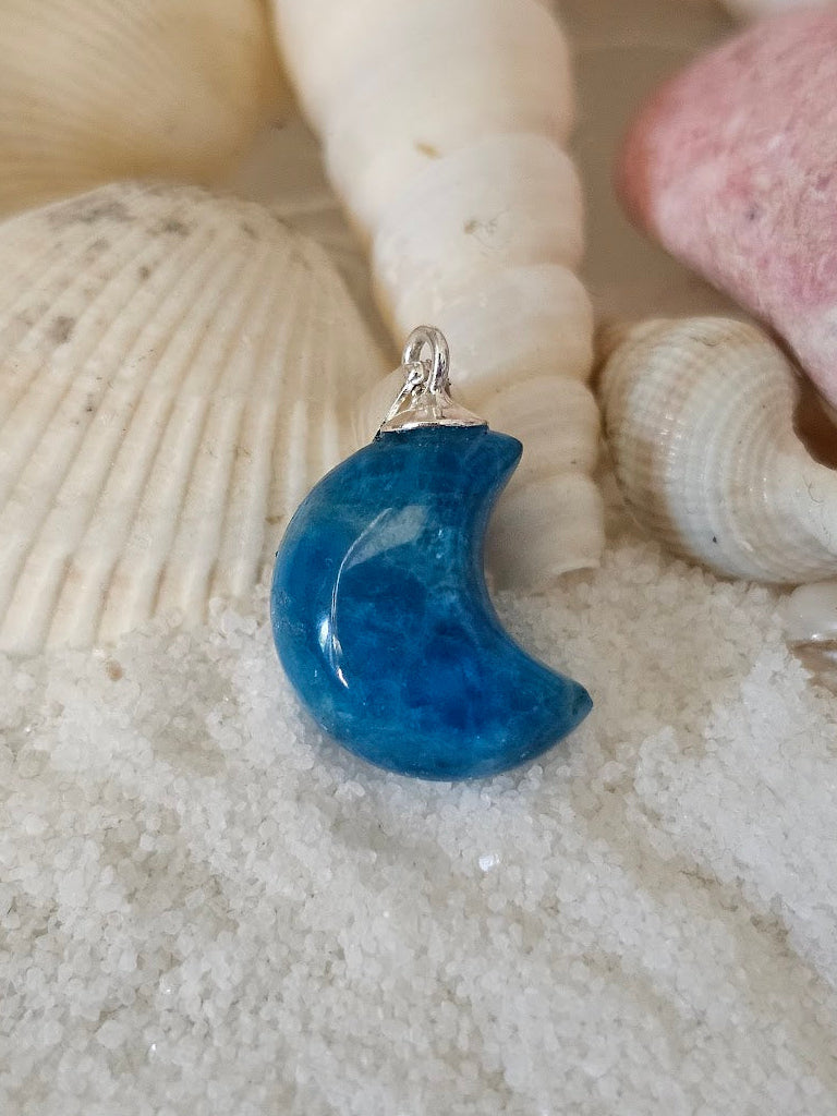 Blue Apatite Moon Pendant