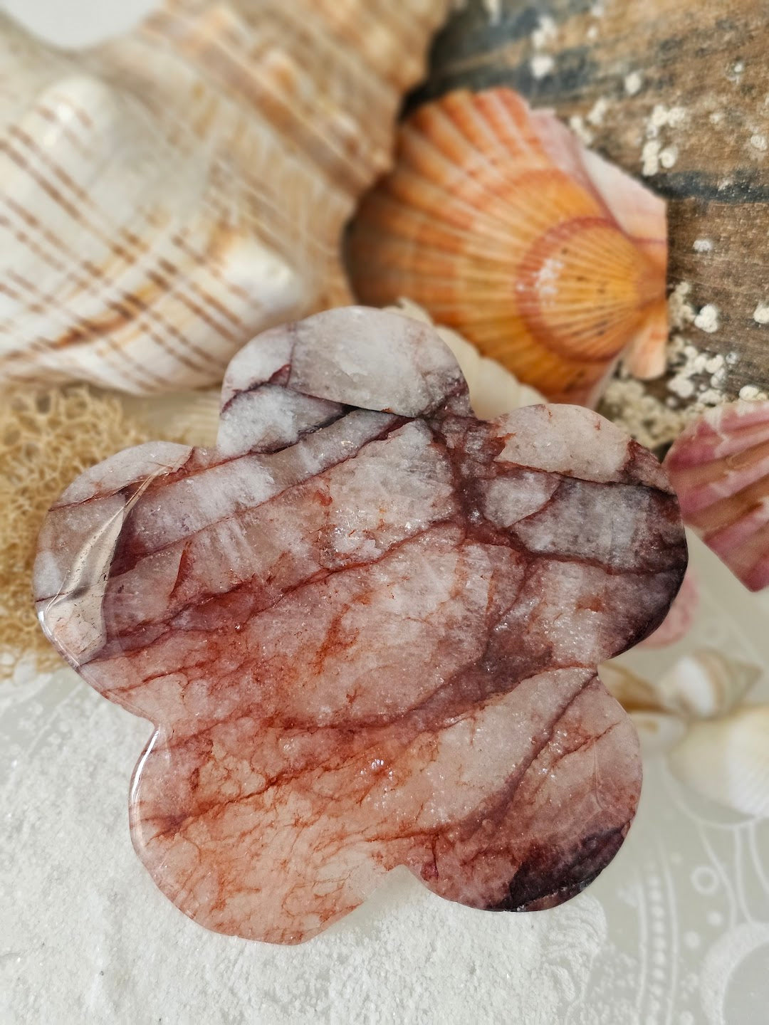 Fire Quartz Flower Carving