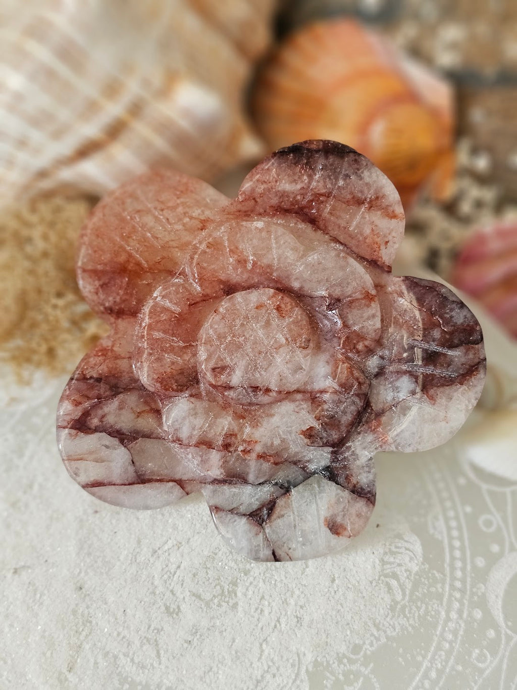 Fire Quartz Flower Carving