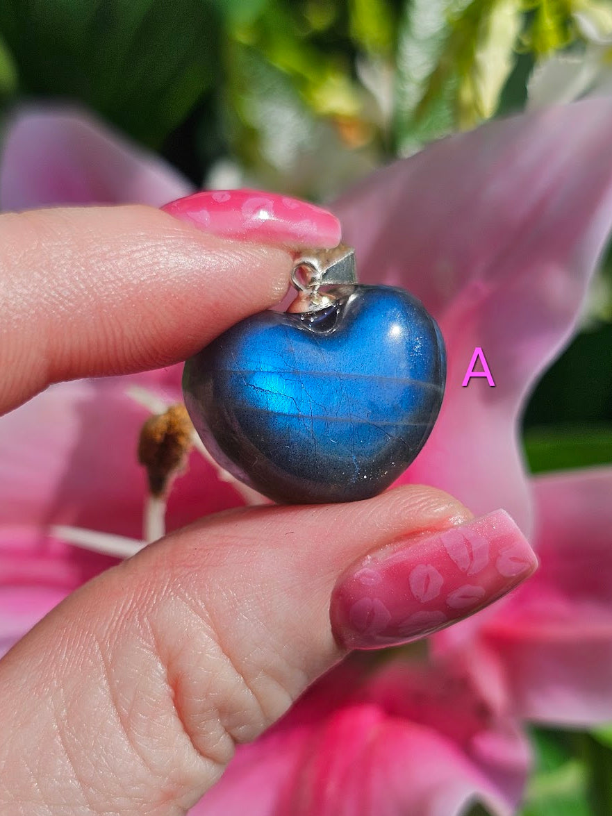 Labradorite Heart Pendants