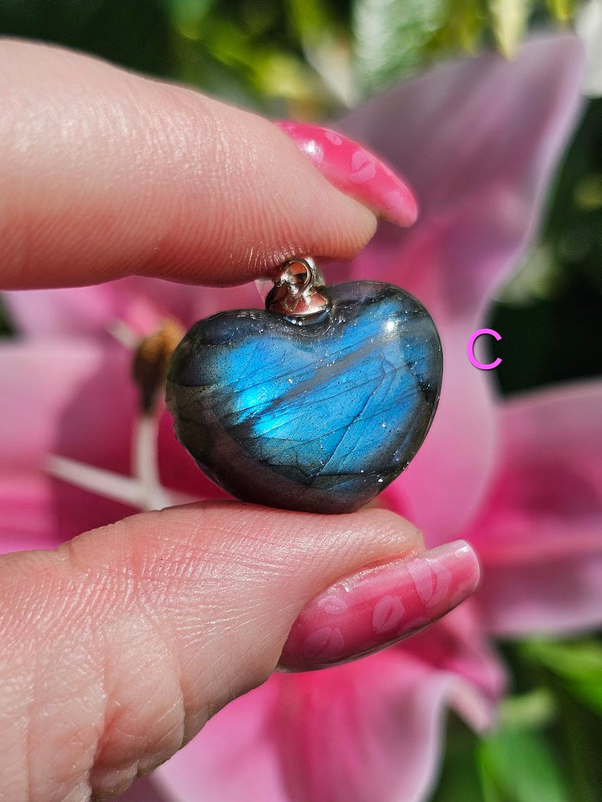 Labradorite Heart Pendants