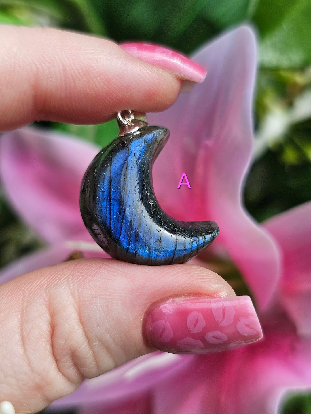 Labradorite Moon Pendants