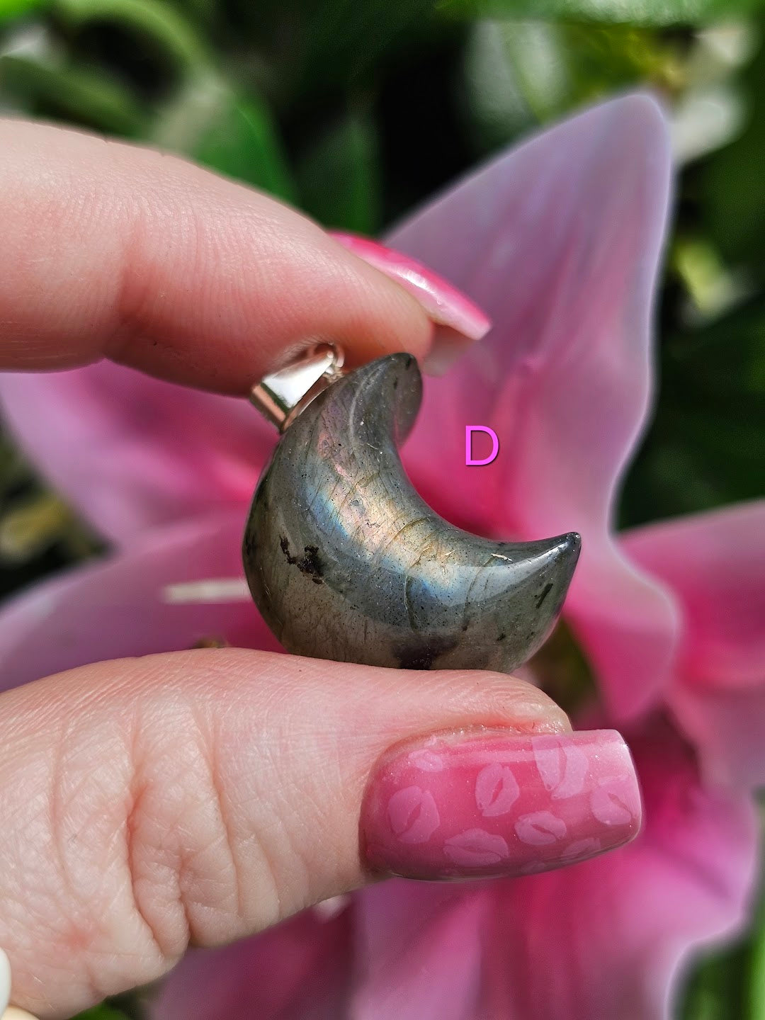 Labradorite Moon Pendants