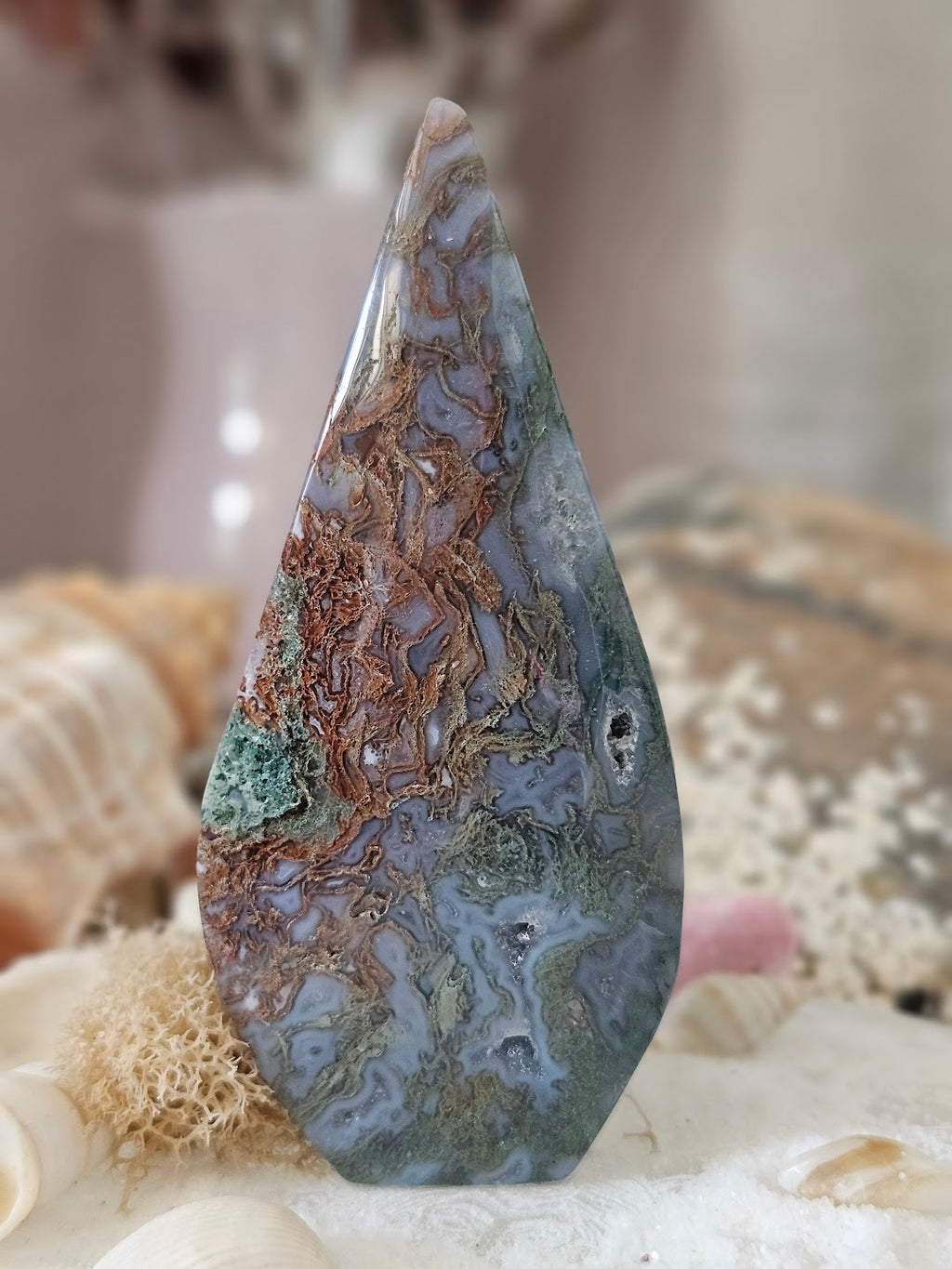 Moss Agate Tear Drop