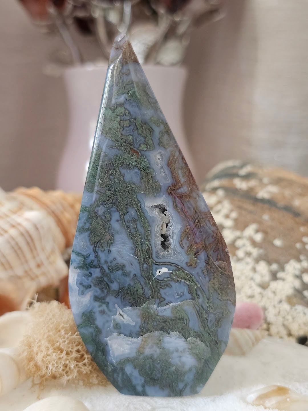 Moss Agate Tear Drop