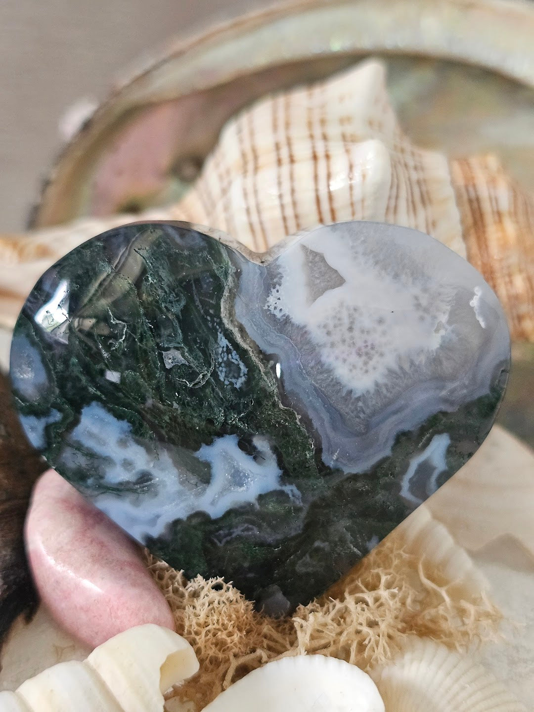 Moss Agate Heart