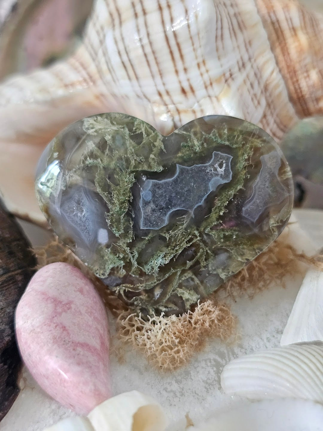 Moss Agate Heart