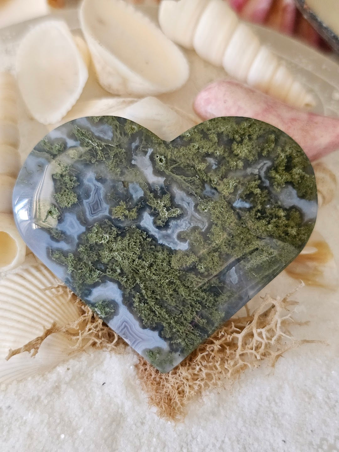 Moss Agate Heart