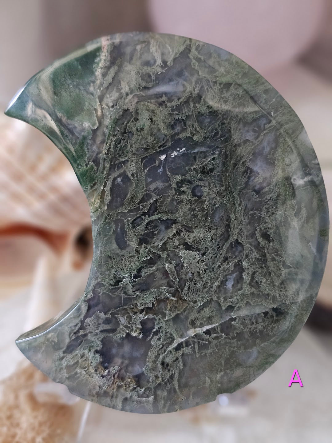 Moss Agate Large Moon
