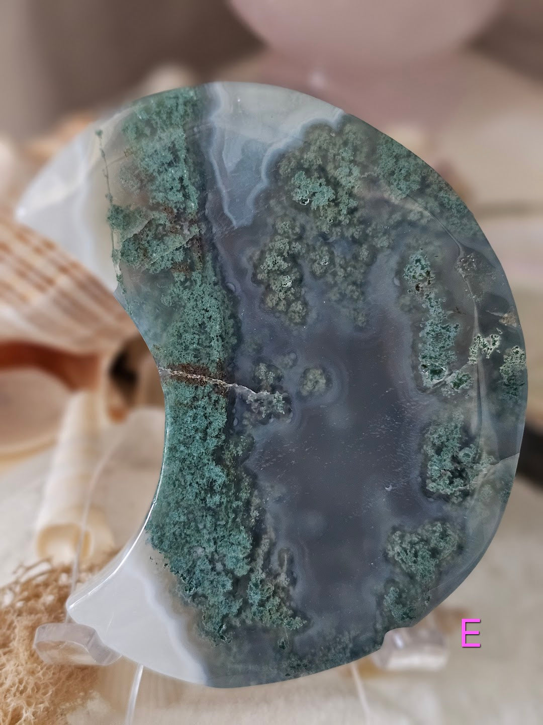 Moss Agate Large Moon
